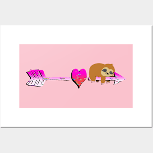 Valentine Cupid Sloth Funny Posters and Art